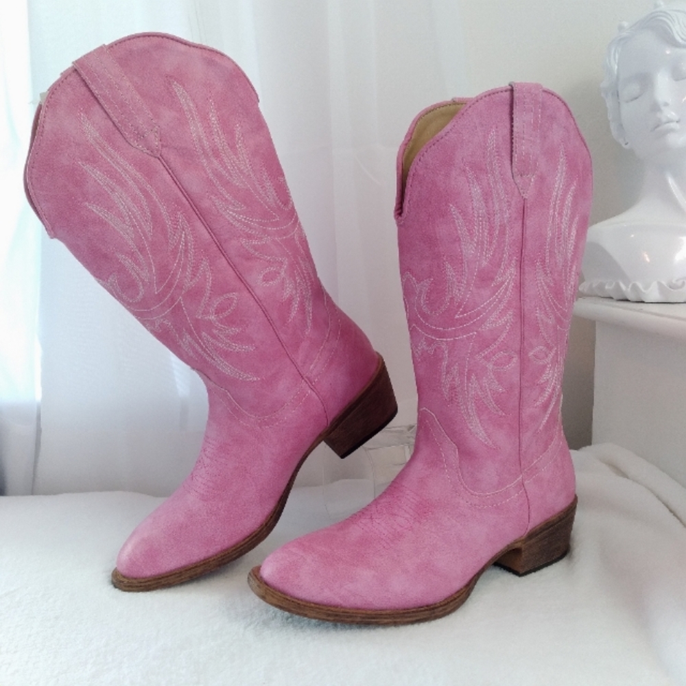 Silver Canyon Pastel Pink Stitched Western Cowgirl Boot, Party Feminine NIB NWT